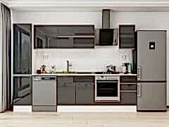 Alvinka 285X210 Cm High Gloss Mutfak Dolabı Mb-E80B45S40-2 High Gloss | Antrasit - Mdf