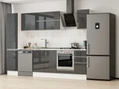 Alvinka 285X210 Cm High Gloss Mutfak Dolabı Mb-E80B45S40-2 High Gloss | Antrasit - Mdf