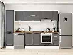 Alvinka 285X210 Cm Klasik Mebran Mutfak Dolabı Mb-E80B45S40-1 Mebran | Antrasit - Suntalam