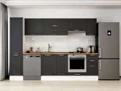 Alvinka 285X210 Cm Klasik Mebran Mutfak Dolabı Mb-E80B45S40-1 Mebran | Antrasit - Mdf