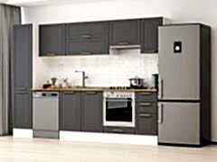 Alvinka 285X210 Cm Klasik Mebran Mutfak Dolabı Mb-E80B45S40-1 Mebran | Antrasit - Mdf