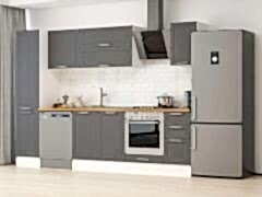 Alvinka 285X210 Cm Klasik Mebran Mutfak Dolabı Mb-E80B45S40-2 Mebran | Antrasit - Suntalam