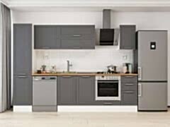 Alvinka 285X210 Cm Klasik Mebran Mutfak Dolabı Mb-E80B45S40-2 Mebran | Antrasit - Mdf