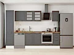 Alvinka 285X210 Cm Klasik Mebran Mutfak Dolabı Mb-E80B45S40-3 Mebran | Antrasit - Suntalam