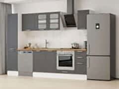 Alvinka 285X210 Cm Klasik Mebran Mutfak Dolabı Mb-E80B45S40-3 Mebran | Antrasit - Suntalam