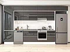 Alvinka 400X240 Cm High Gloss Mutfak Dolabı Mbb-E90B60S50-1 High Gloss | Antrasit - Suntalam