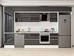 Alvinka 400X240 Cm High Gloss Mutfak Dolabı Mbb-E90B60S50-2 High Gloss | Antrasit - Mdf