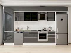 Alvinka 400X240 Cm High Gloss Mutfak Dolabı Mbb-E90B60S50-3 High Gloss | Antrasit - Suntalam