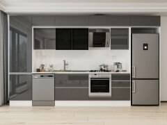 Alvinka 400X240 Cm High Gloss Mutfak Dolabı Mbb-E90B60S50-3 High Gloss | Antrasit - Mdf