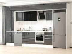 Alvinka 400X240 Cm High Gloss Mutfak Dolabı Mbb-E90B60S50-3 High Gloss | Antrasit - Mdf