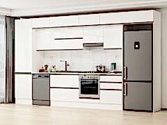 Alvinka 410X240 Cm High Gloss Mutfak Dolabı Mbb-E90B60S60-1 High Gloss | Beyaz - Suntalam