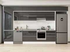 Alvinka 410X240 Cm High Gloss Mutfak Dolabı Mbb-E90B60S60-1 High Gloss | Antrasit - Suntalam