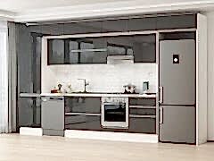 Alvinka 410X240 Cm High Gloss Mutfak Dolabı Mbb-E90B60S60-1 High Gloss | Antrasit - Suntalam