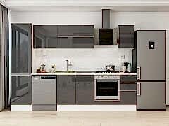 Alvinka 290X210 Cm High Gloss Mutfak Dolabı Mb-E80B50S40-2 High Gloss | Antrasit - Mdf