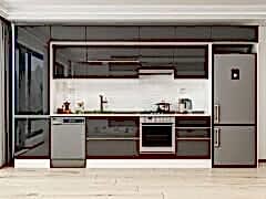 Alvinka 410X240 Cm High Gloss Mutfak Dolabı Mbb-E90B60S60-1 High Gloss | Antrasit - Mdf