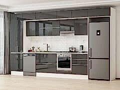 Alvinka 410X240 Cm High Gloss Mutfak Dolabı Mbb-E90B60S60-1 High Gloss | Antrasit - Mdf