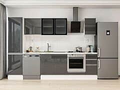 Alvinka 290X210 Cm High Gloss Mutfak Dolabı Mb-E80B50S40-3 High Gloss | Antrasit - Suntalam