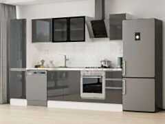 Alvinka 290X210 Cm High Gloss Mutfak Dolabı Mb-E80B50S40-3 High Gloss | Antrasit - Suntalam