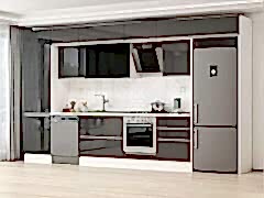 Alvinka 410X240 Cm High Gloss Mutfak Dolabı Mbb-E90B60S60-3 High Gloss | Antrasit - Mdf