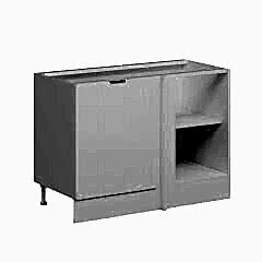 Alvinka Mutfak Modül Mbr_B Alt 1K1R 120Cm Köşe Dolap Beyaz Beyaz Mdf