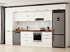 Alvinka 410X240 Cm Klasik Mebran Mutfak Dolabı Mbb-E90B60S60-2 Mebran | Beyaz - Suntalam