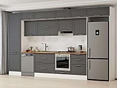 Alvinka 410X240 Cm Klasik Mebran Mutfak Dolabı Mbb-E90B60S60-2 Mebran | Antrasit - Suntalam