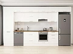 Alvinka 410X240 Cm Klasik Mebran Mutfak Dolabı Mbb-E90B60S60-2 Mebran | Beyaz - Mdf