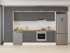 Alvinka 410X240 Cm Klasik Mebran Mutfak Dolabı Mbb-E90B60S60-2 Mebran | Antrasit - Mdf