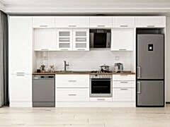 Alvinka 410X240 Cm Klasik Mebran Mutfak Dolabı Mbb-E90B60S60-3 Mebran | Beyaz - Suntalam