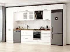 Alvinka 410X240 Cm Klasik Mebran Mutfak Dolabı Mbb-E90B60S60-3 Mebran | Beyaz - Suntalam