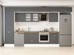 Alvinka 410X240 Cm Klasik Mebran Mutfak Dolabı Mbb-E90B60S60-3 Mebran | Antrasit - Suntalam