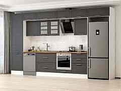 Alvinka 410X240 Cm Klasik Mebran Mutfak Dolabı Mbb-E90B60S60-3 Mebran | Antrasit - Suntalam