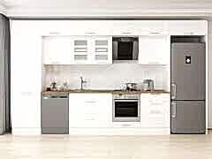 Alvinka 410X240 Cm Klasik Mebran Mutfak Dolabı Mbb-E90B60S60-3 Mebran | Beyaz - Mdf