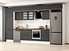 Alvinka 410X240 Cm Klasik Mebran Mutfak Dolabı Mbb-E90B60S60-3 Mebran | Antrasit - Mdf