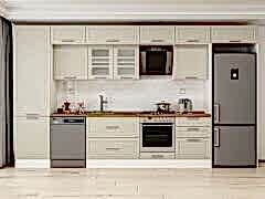 Alvinka 410X240 Cm Klasik Mebran Mutfak Dolabı Mbb-E90B60S60-3 Mebran | Kumtaşı - Mdf