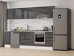 Alvinka 290X210 Cm High Gloss Mutfak Dolabı M-E90S40S40-1 High Gloss | Antrasit - Suntalam