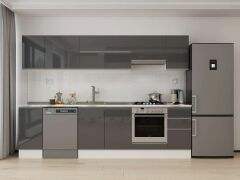 Alvinka 290X210 Cm High Gloss Mutfak Dolabı M-E90S40S40-1 High Gloss | Antrasit - Mdf