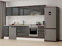 Alvinka 290X210 Cm High Gloss Mutfak Dolabı M-E90S40S40-1 High Gloss | Antrasit - Mdf