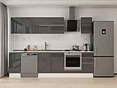 Alvinka 290X210 Cm High Gloss Mutfak Dolabı M-E90S40S40-2 High Gloss | Antrasit - Suntalam