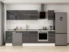 Alvinka 290X210 Cm High Gloss Mutfak Dolabı M-E90S40S40-2 High Gloss | Antrasit - Mdf