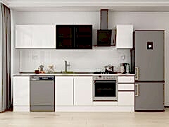 Alvinka 290X210 Cm High Gloss Mutfak Dolabı M-E90S40S40-3 High Gloss | Beyaz - Suntalam