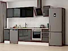 Alvinka 290X210 Cm High Gloss Mutfak Dolabı M-E90S40S40-3 High Gloss | Antrasit - Suntalam