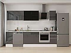 Alvinka 290X210 Cm High Gloss Mutfak Dolabı M-E90S40S40-3 High Gloss | Antrasit - Mdf