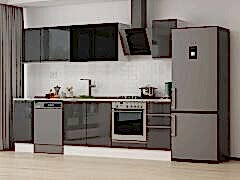 Alvinka 290X210 Cm High Gloss Mutfak Dolabı M-E90S40S40-3 High Gloss | Antrasit - Mdf