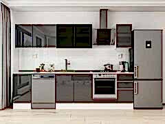 Alvinka 295X210 Cm High Gloss Mutfak Dolabı M-E90S45S40-3 High Gloss | Antrasit - Mdf