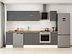 Alvinka 290X210 Cm Klasik Mebran Mutfak Dolabı M-E90S40S40-2 Mebran | Antrasit - Mdf