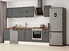 Alvinka 290X210 Cm Klasik Mebran Mutfak Dolabı M-E90S40S40-2 Mebran | Antrasit - Mdf