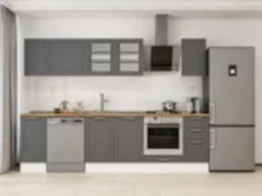 Alvinka 290X210 Cm Klasik Mebran Mutfak Dolabı M-E90S40S40-3 Mebran | Antrasit - Suntalam