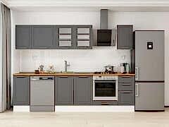 Alvinka 290X210 Cm Klasik Mebran Mutfak Dolabı M-E90S40S40-3 Mebran | Antrasit - Mdf