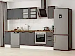 Alvinka 290X210 Cm Klasik Mebran Mutfak Dolabı M-E90S40S40-3 Mebran | Antrasit - Mdf